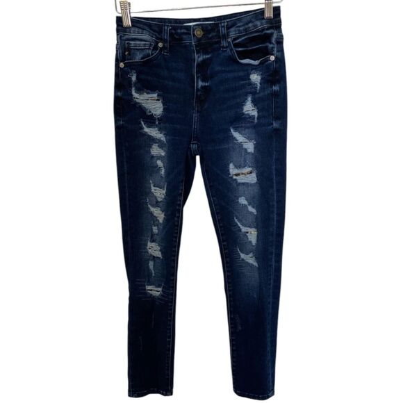 KanCan Jeans Women’s Sz 5/26 (26x27) Blue Destroyed Distressed Skinny Ankle - Picture 1 of 10